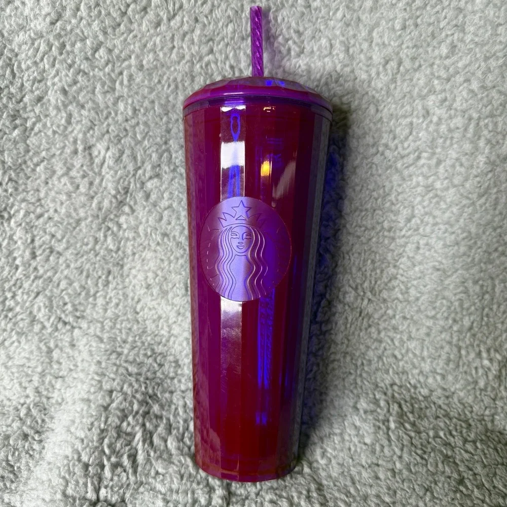 Starbucks Tumbler 24‎ oz Rare Purple Kaleidoscope Cold Cup Straw Lid 2022 Summer